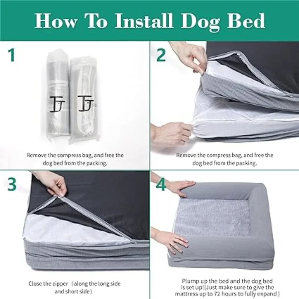 Orthopedic Dog Beds for Large Dogs,Waterproof Lined Egg Crate Foam Pet - Picture 5 of 5